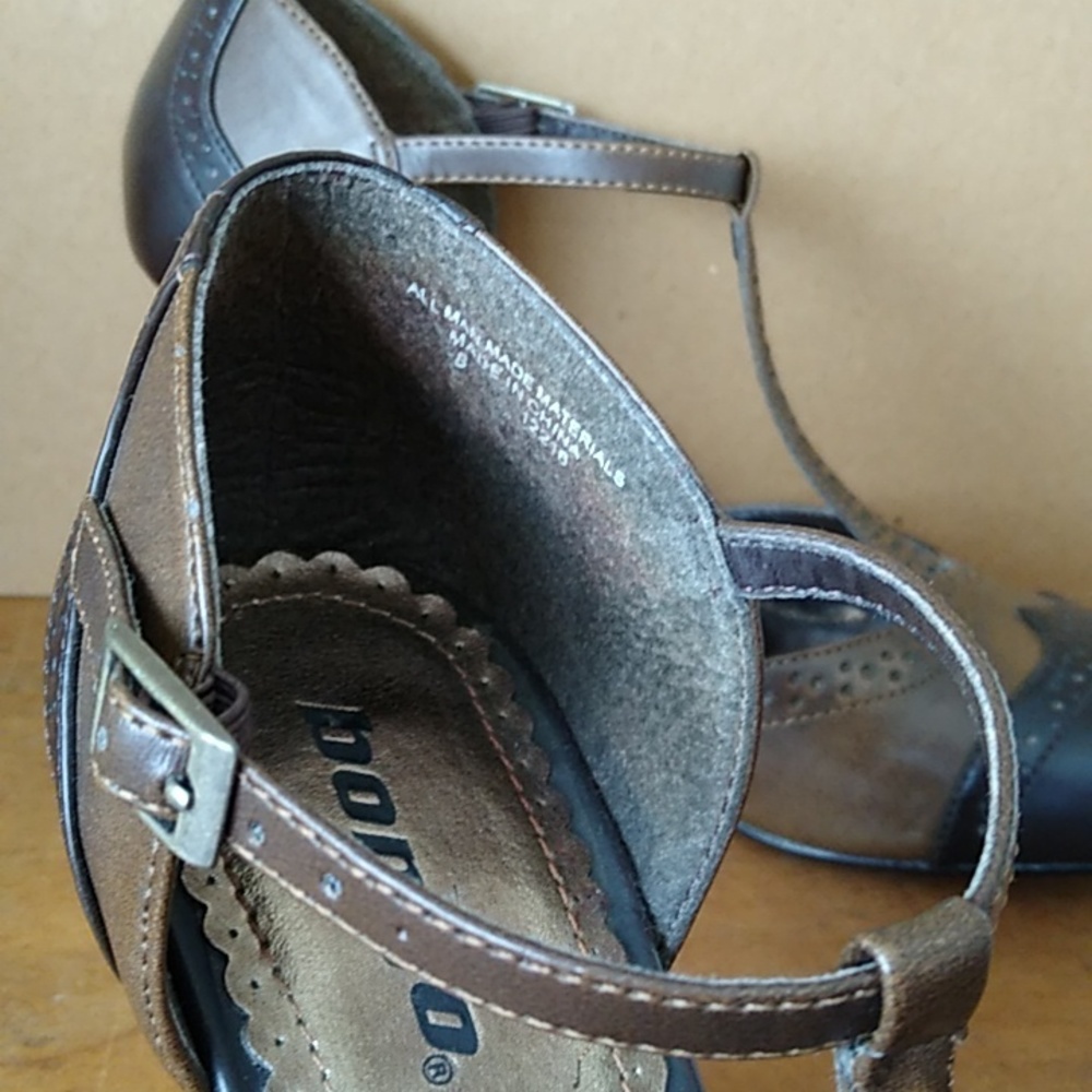 Bongo 2-Tone Brown Spectator T-Strap Heels | size 8 - Picture 11 of 12